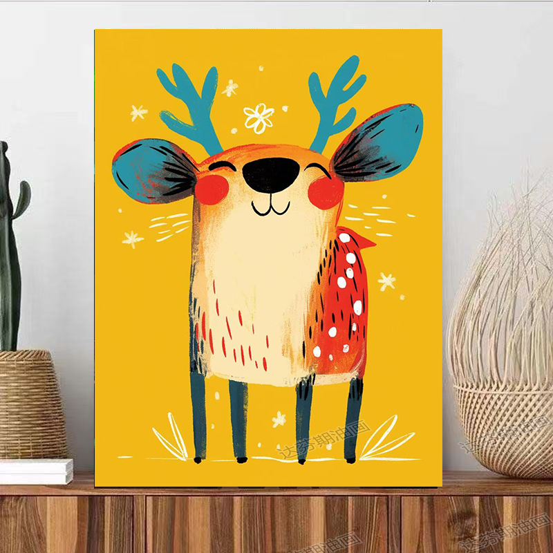 Hand-colored animal oil paintings
