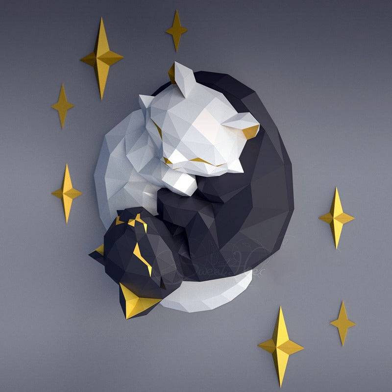 DIY Black And White Cat 3D Origami