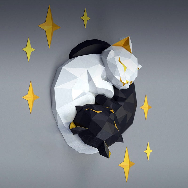 DIY Black And White Cat 3D Origami