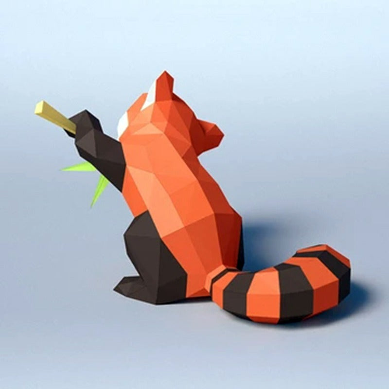 DIY Origami 3D Model Of Orange-Red Red Panda