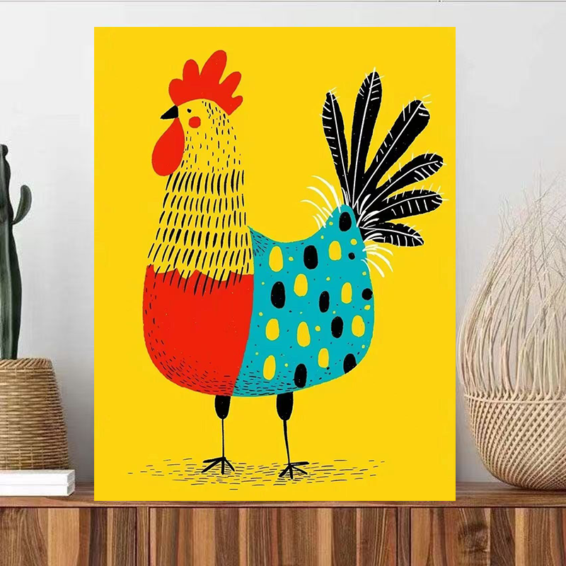 Hand-colored animal oil paintings