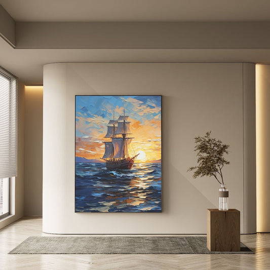 Handmade Three - Dimensional Sandstone Texture Landscape Painting: “Planting” Waves into Life