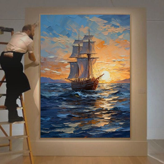 Handmade Three - Dimensional Sandstone Texture Landscape Painting: The Artistic Wave in the Space