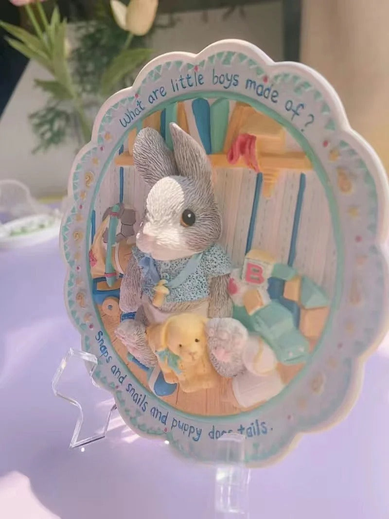 Hand-Painted Plaster Doll Cherishing Rabbit
