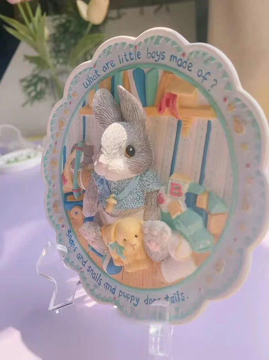 Hand-Painted Plaster Doll Cherishing Rabbit