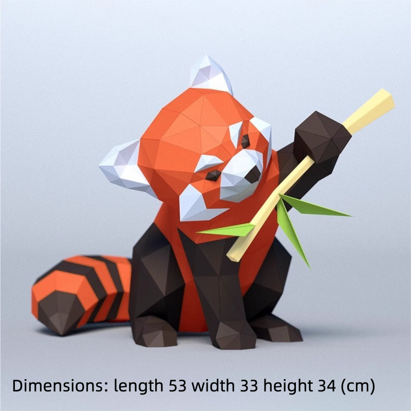 DIY Origami 3D Model Of Orange-Red Red Panda