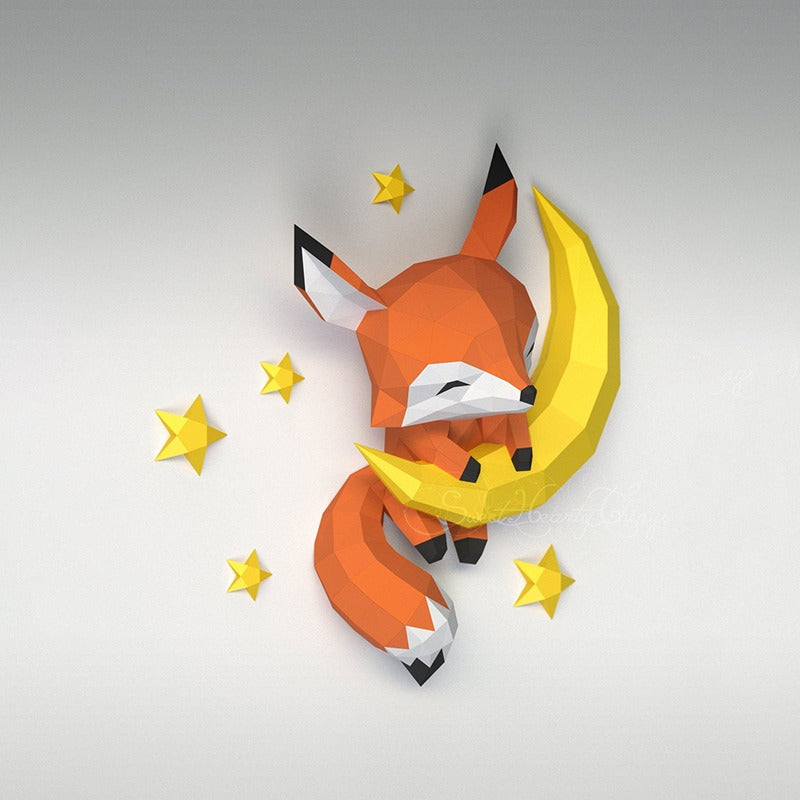 DIY 3D Origami Of The Little Fox On The Moon By Hand
