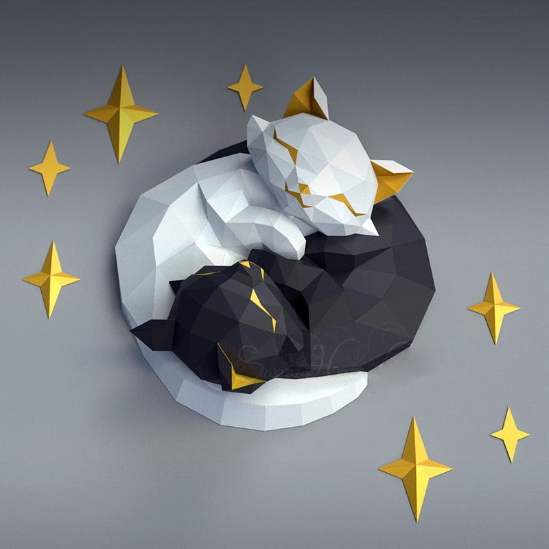 DIY Black And White Cat 3D Origami