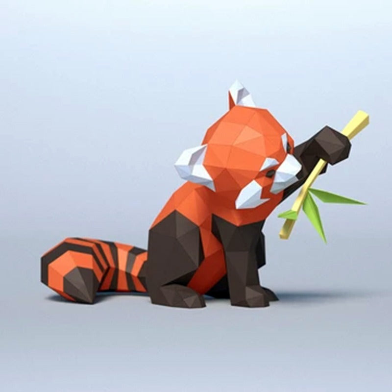 DIY Origami 3D Model Of Orange-Red Red Panda