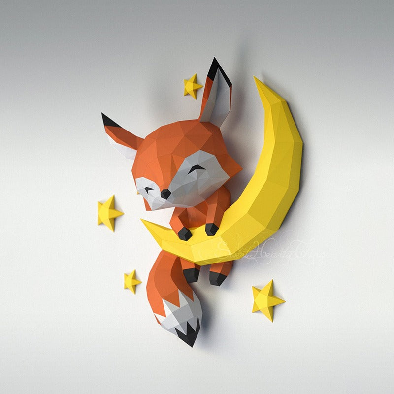 DIY 3D Origami Of The Little Fox On The Moon By Hand