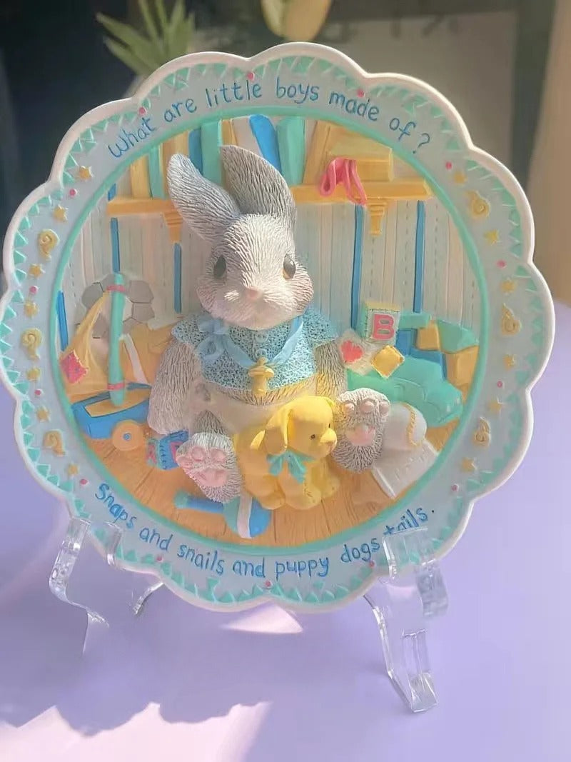 Hand-Painted Plaster Doll Cherishing Rabbit
