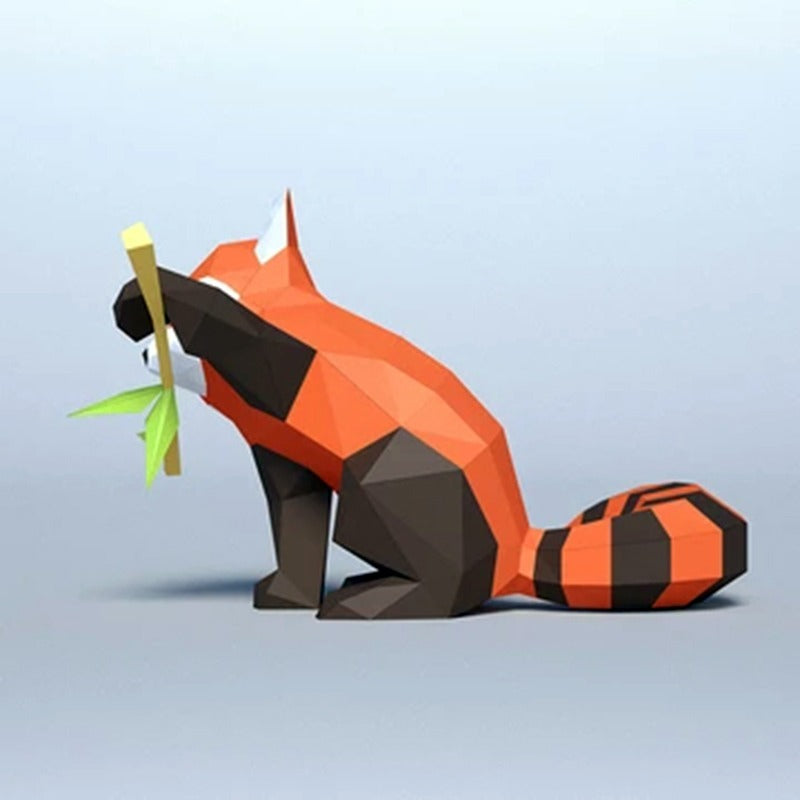 DIY Origami 3D Model Of Orange-Red Red Panda