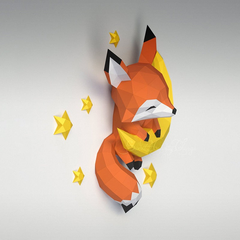 DIY 3D Origami Of The Little Fox On The Moon By Hand