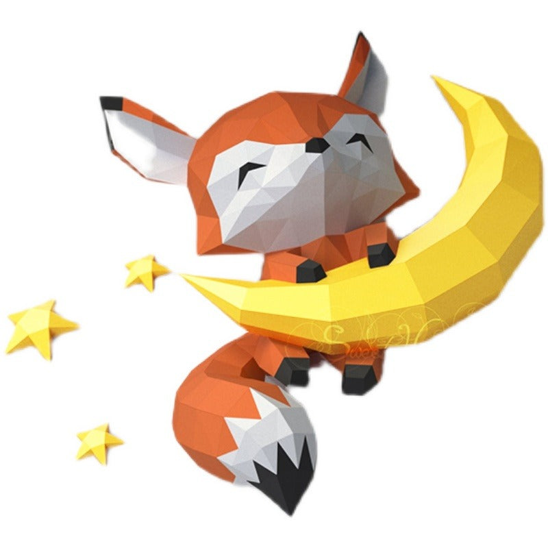 DIY 3D Origami Of The Little Fox On The Moon By Hand
