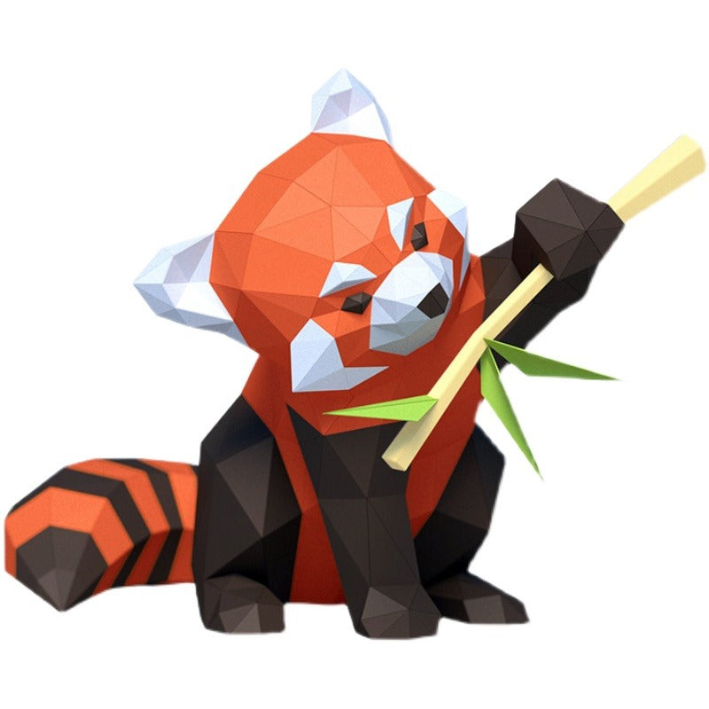 DIY Origami 3D Model Of Orange-Red Red Panda