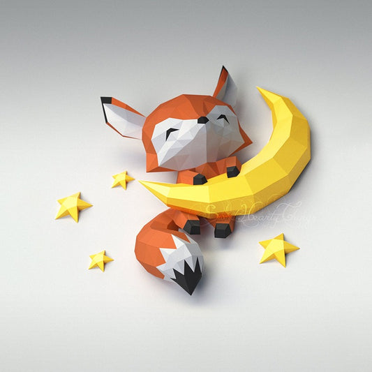 DIY 3D Origami Of The Little Fox On The Moon By Hand